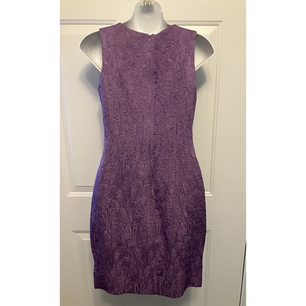 DAVID MEISTER Sheath‎ Dress Size 4 Lavender Purple Jacquard  Sleeveless - Picture 5 of 8